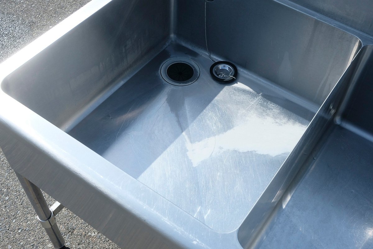 ステンレス 2槽シンク シャワー混合水栓付き 1200×750 流し台 厨房