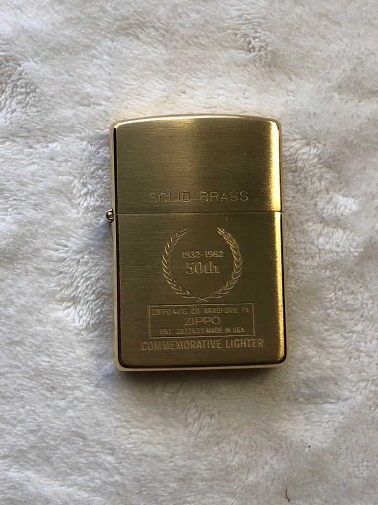 ZIPPO ジッポー ジッポ SOLID BRASS ソリッドブラス COMMMORATIVE コメモラティブ　50周年記念　未使用品　金色　ゴールド　1992年製_画像1