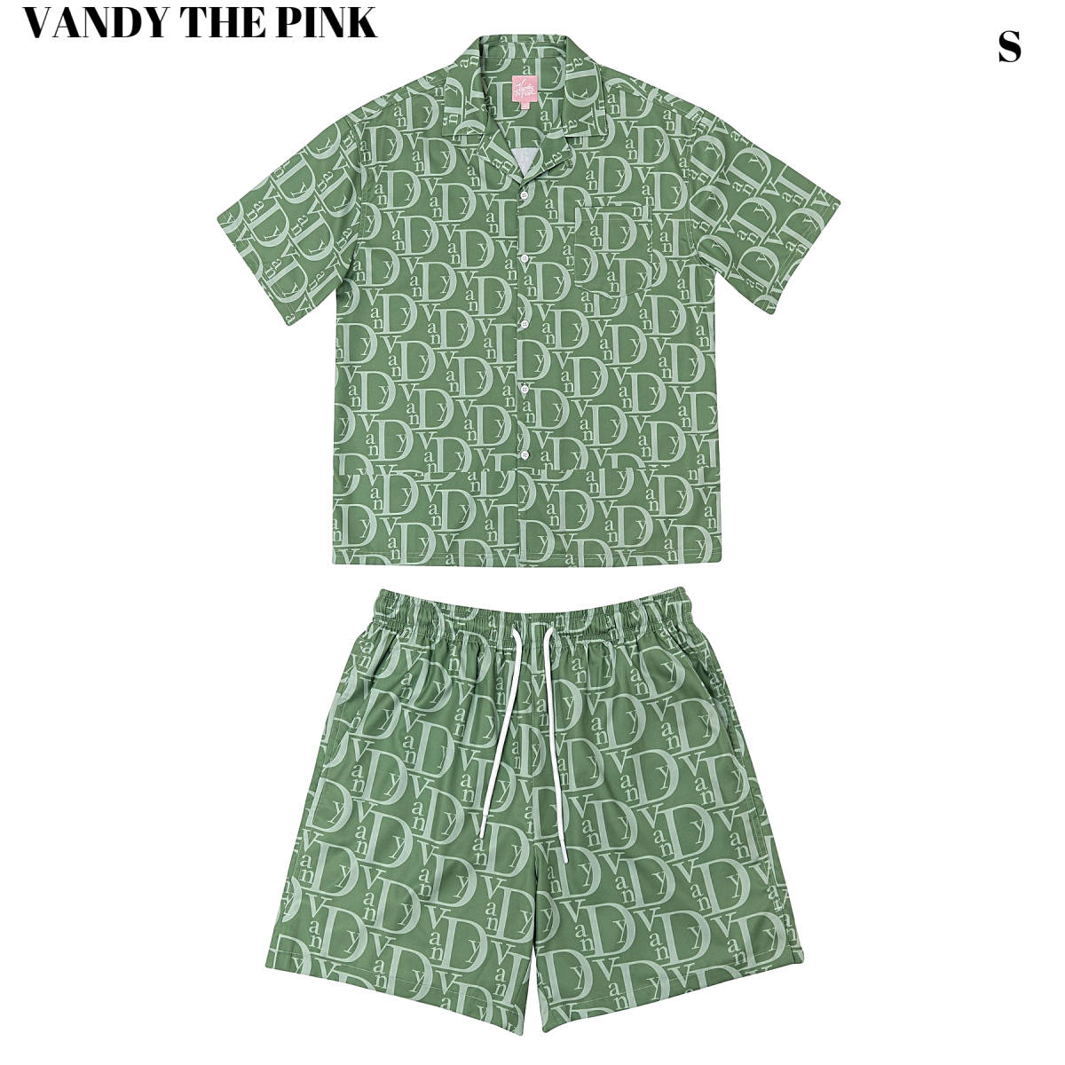 S 新品【VANDY THE PINK VIOR HAWAIIAN SET UP / SAGE ヴィオール ハワイアン セットアップ 半袖シャツ ショートパンツ ハーフパンツ】_画像2