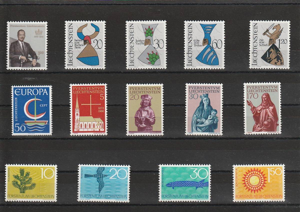 リヒテンシュタイン 1966 未使用 まとめ 外国切手 _画像1