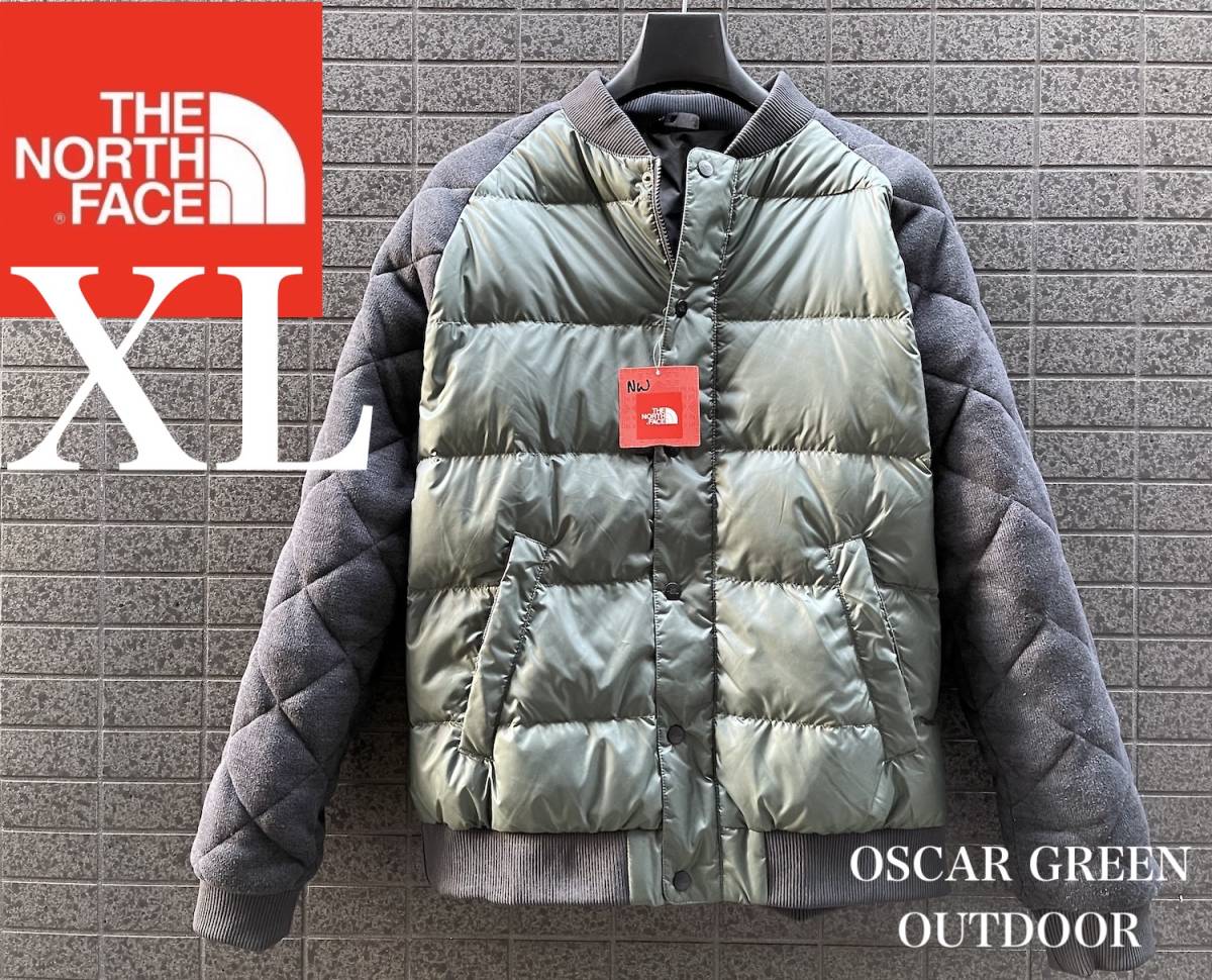 ◆モデル出品◆新品 XLサイズ ノースフェイス グースダウンボレアルジャケット-RTO ×袖ニットブルゾン The North Face USA海外限定 緑