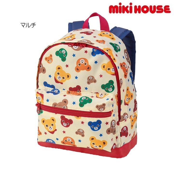 即決です！【ミキハウス】新品未使用♪mikihouse 総柄リュック(Ｍ：容量10リットル) キッズ 通学 通園 入学 入園 学校 遠足 カラー：マルチ_画像1