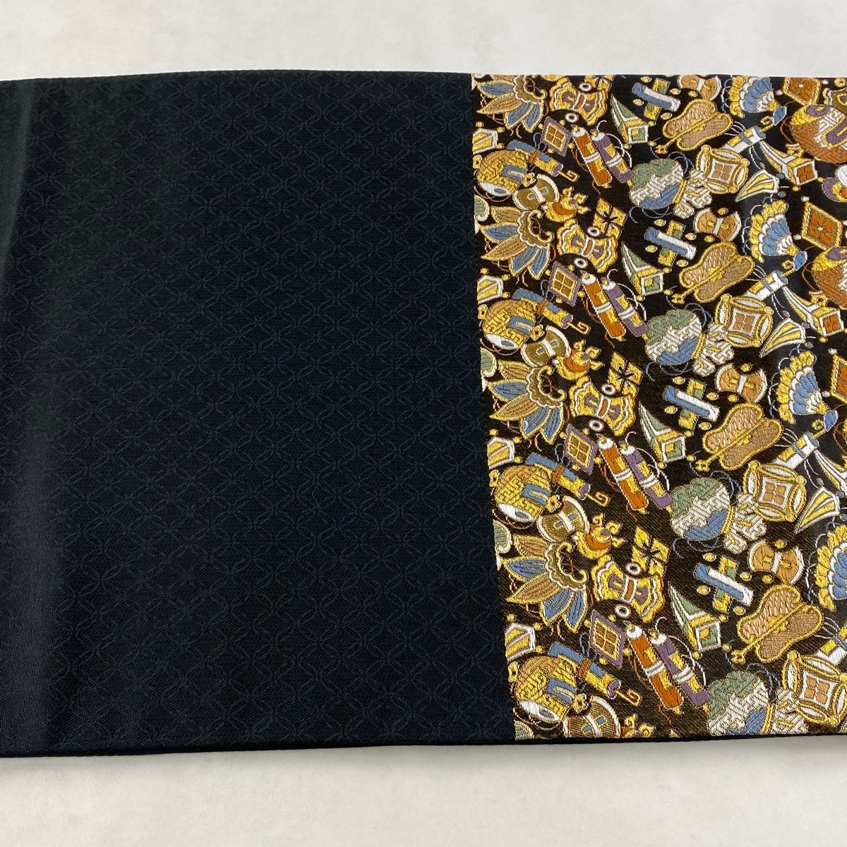 袋帯 美品 名品 宝尽くし 金糸 箔 金色 六通 正絹 【】 | bioimune.com.br