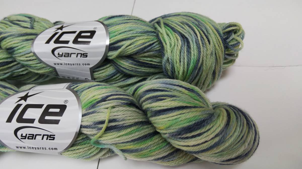 輸入 毛糸　Ice Yarns　ベビースーパーウォッシュメリノ　メリノウール100％　50ｇ×2個セット　ブルー＆グリーン　トルコ　海外　②_画像2