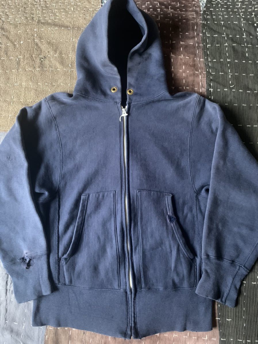 80s Champion REVERSE WEAVE トリコ フルジップ レディース チャンピオン スウェット パーカー vintage USA製 アメリカ製 NAVY 紺 単色の画像1