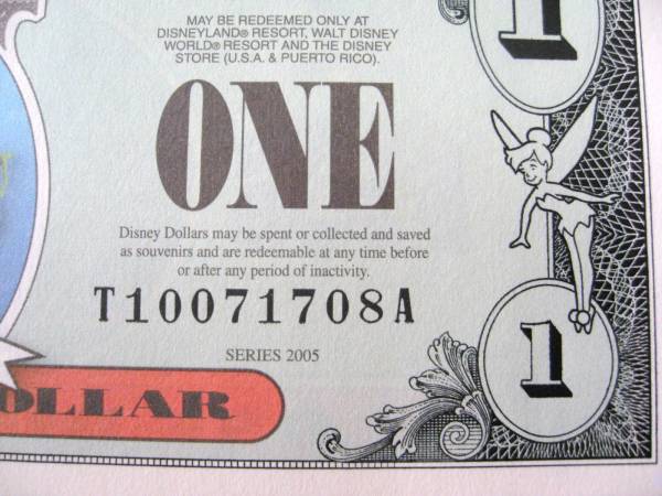 ディズニーダラー　1ドル札（2005年版） $1 紙幣　チキンリトル Disney Dollars_画像3