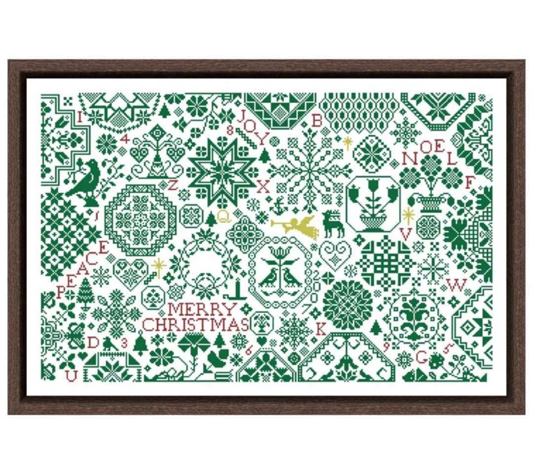 クロスステッチキット メリークリスマス(グリーン) 53×36cm 18CT 刺繍