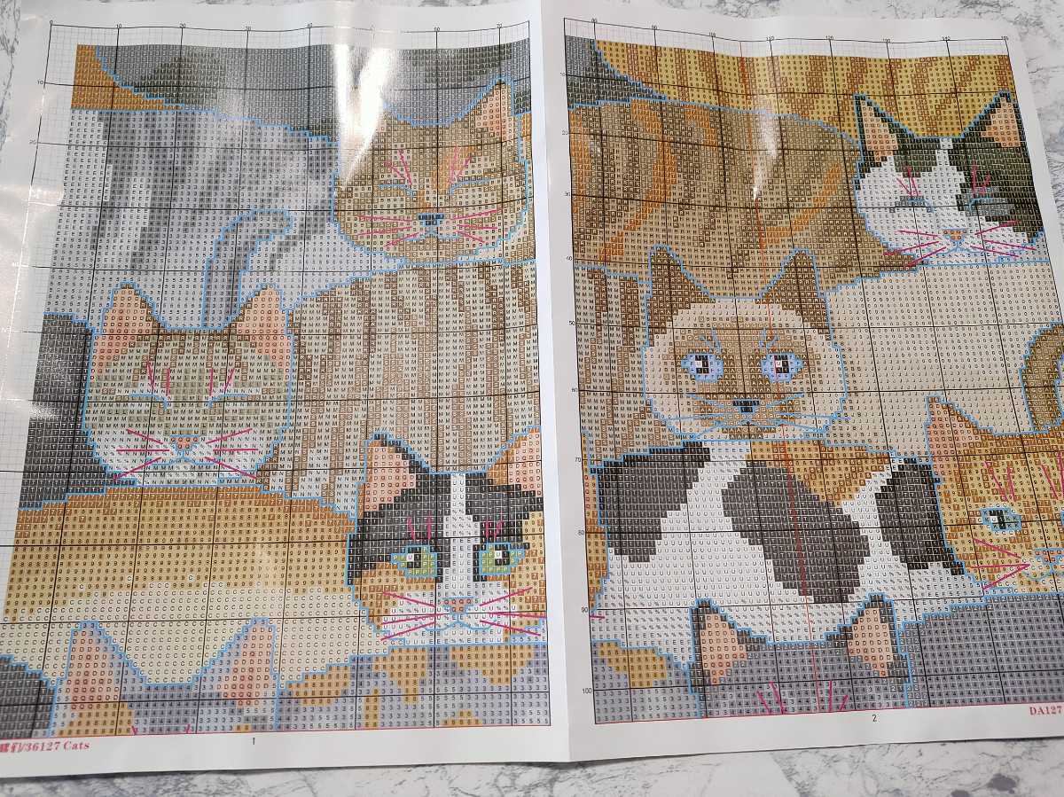 クロスステッチキット ぬくぬく猫さん 14CT 図案印刷なし 刺繍 46×46cm ねこ ネコ 