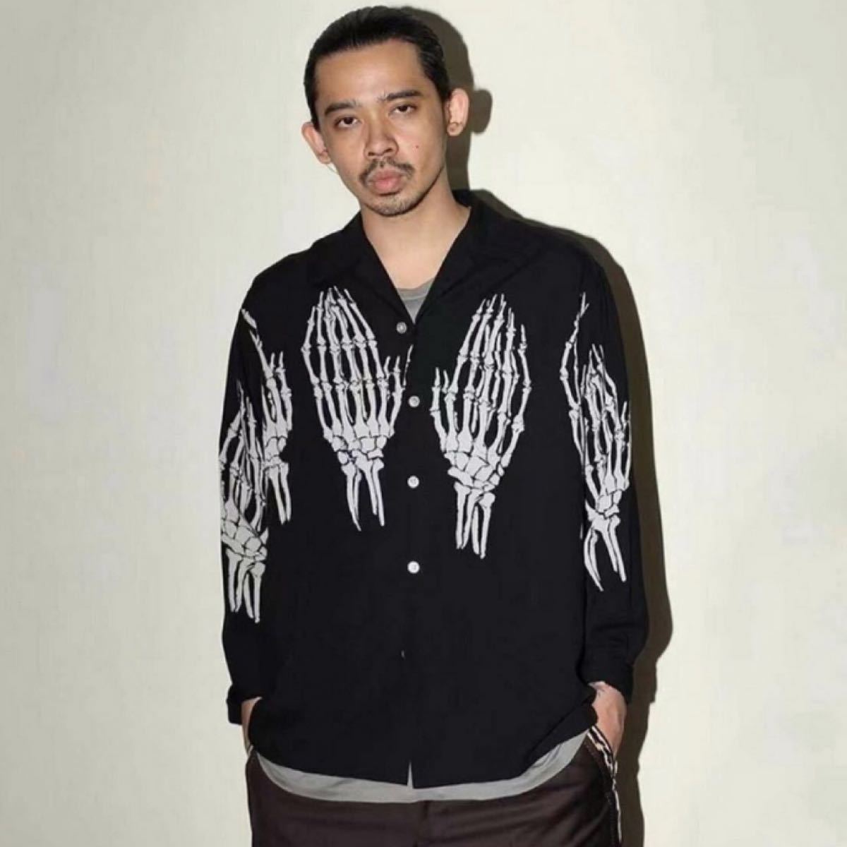 WACKO MARIA HAWAIIAN HANDS PRAY SHIRT L 髑髏シャツ(¥17,500) avnc
