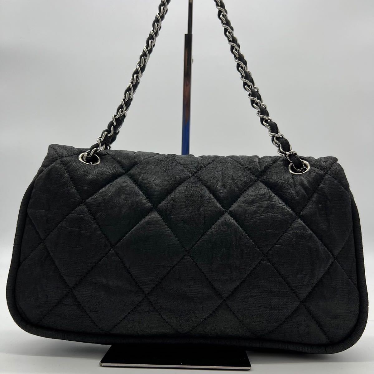 1円【美品】CHANEL シャネル マトラッセ Wチェーン ショルダーバッグ ココマーク フラップ シルバー金具 プッシュロック ブラック 確実正規_画像5