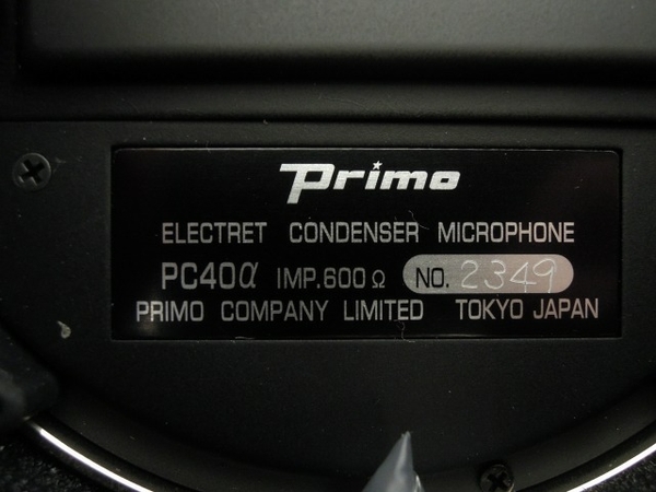 PRIMO プリモ PC40α エレクトレットコンデンサー型 放送局向け PRIMO プリモ PC40α エレクトレットコンデンサー型 放送局向け