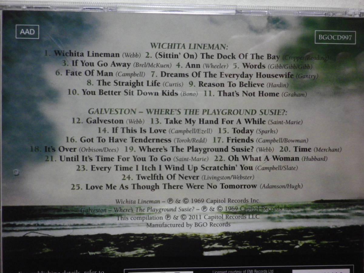 『Glen Campbell/Wichita Lineman ＆ Galveston～Where’s The Playground Susie?(2011)』(リマスター音源,BGOCD997,イギリス盤)_画像5