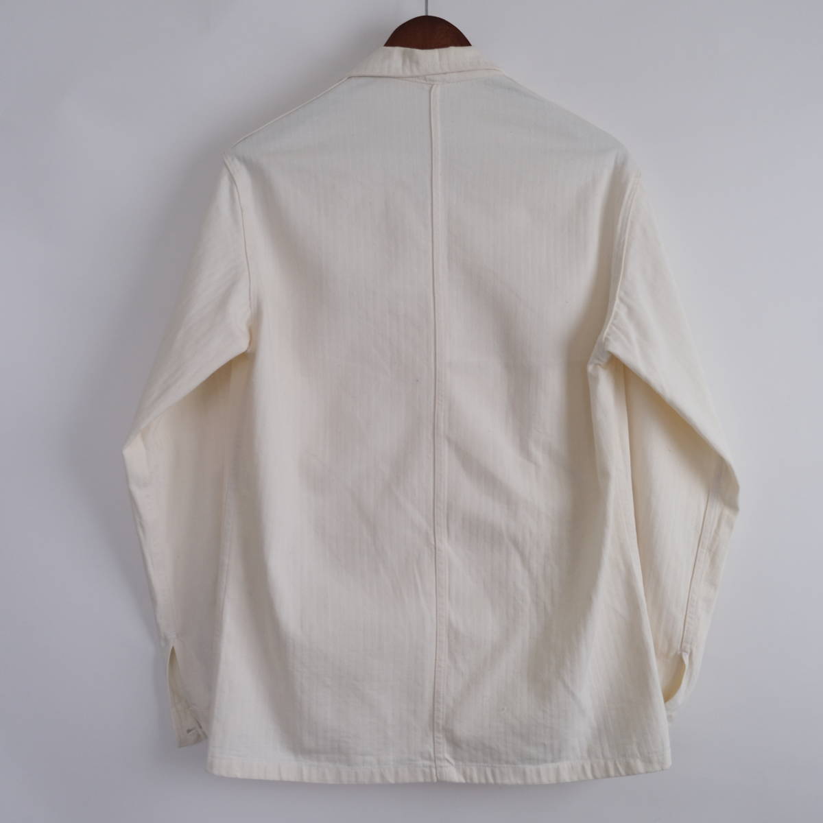 50s【 フランス ビンテージ 】コットン HBT オフホワイト カバーオール ジャケット / 白系 / 40 / ヨーロッパ ワーク 古着