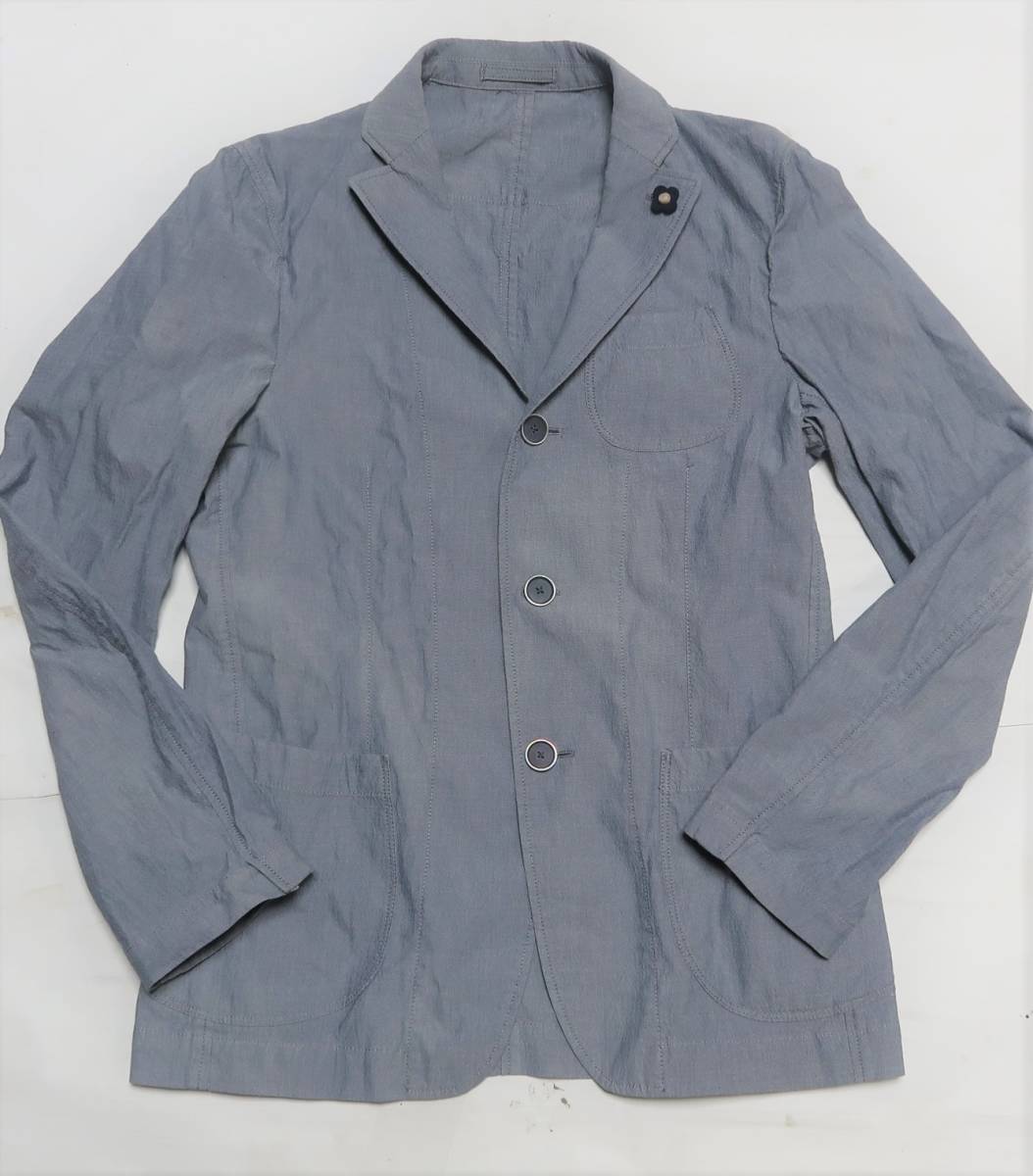 【送料無料・美品】LARDINI◆ラルディーニ 三つ釦　綿シャツジャケット　サイズ：４２　カラー：グレー