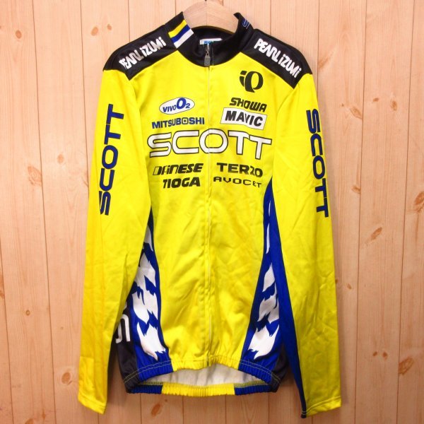 ◎PEARL iZUMI パールイズミ SCOTT◆サイクリング ジャージ ジャケット 裏起毛 自転車◆メンズ 黄 Lサイズ◆A98349