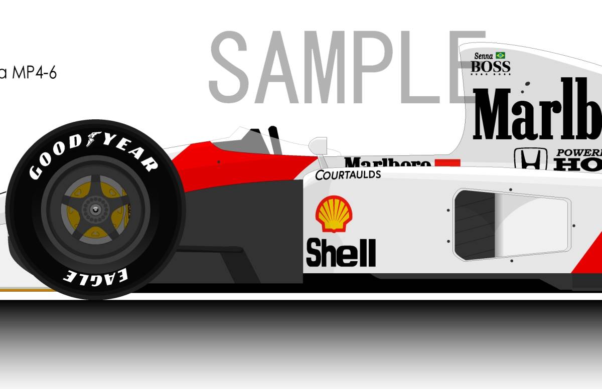 マクラーレン・ホンダ MP4/6 F1イラスト セナ・ベルガー 送料 マクラーレン・ホンダ MP4/6 F1イラスト セナ・ベルガー 送料