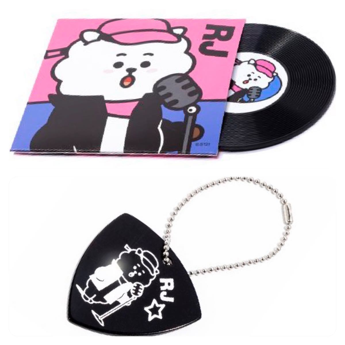 BT21 ピックキーチェーン RJ（アールジェイ）＆レコードコースターRJ（アールジェイ）2点セット