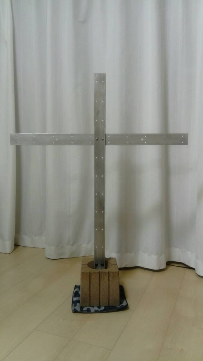 十字架A キリスト オブジェ クロス アルミ ステンレス 100×77cm 1点
