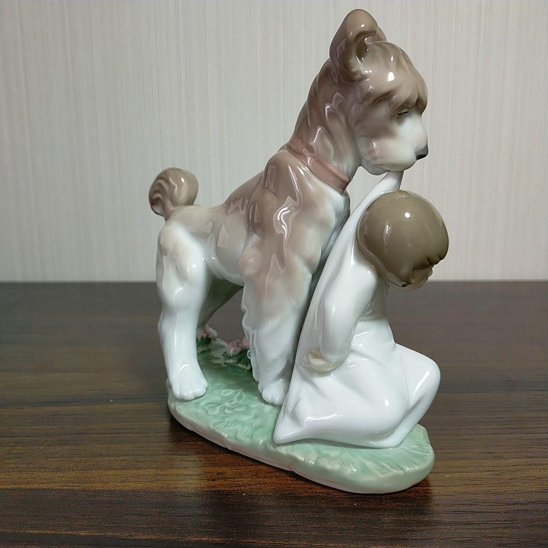 [ редкий ] Lladro [ собака . младенец ]#6556 SAFE & SOUND керамика Lladro античный добрый собака ... потертость . ребенок!