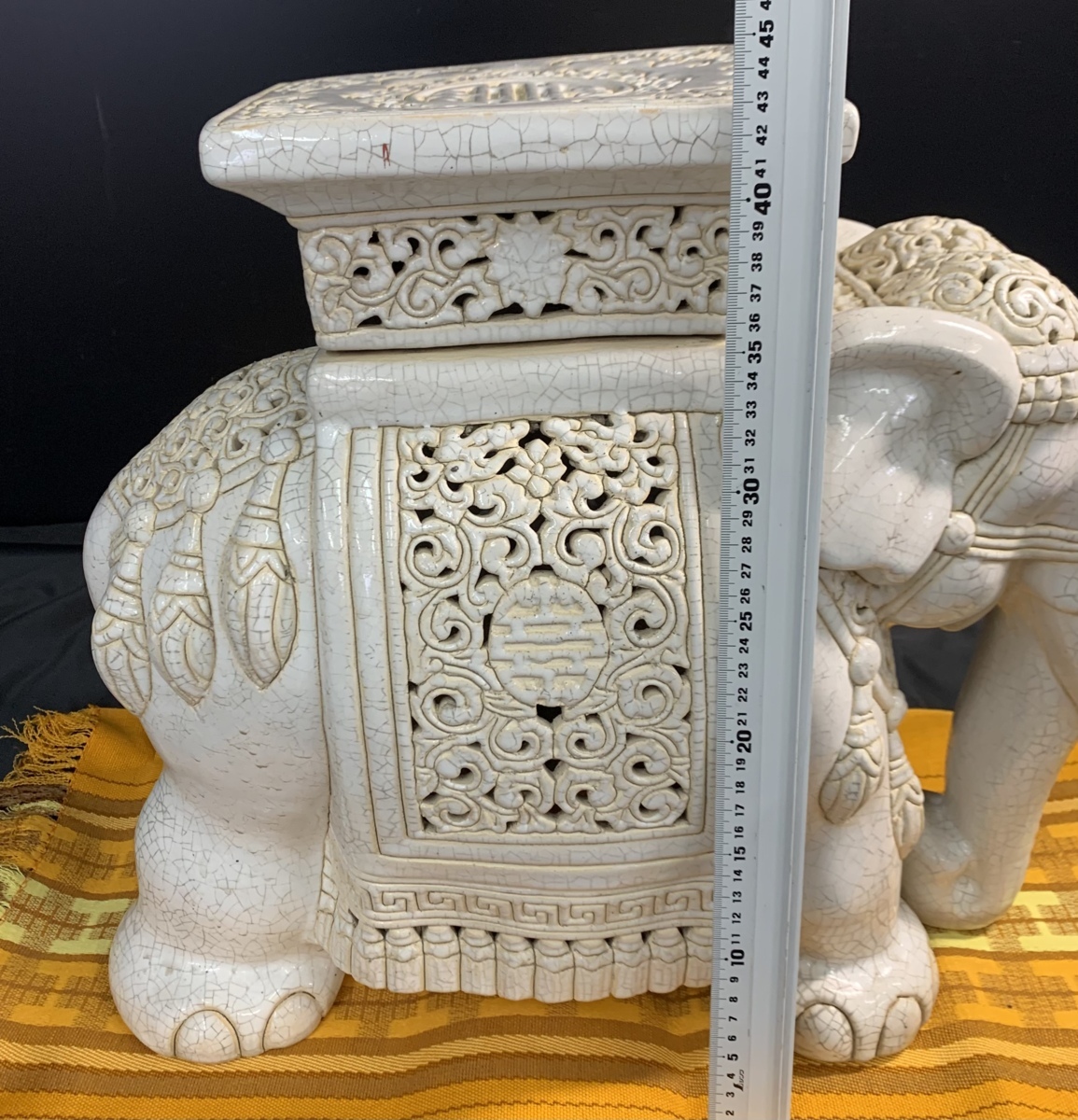 CHIAB169 超大型 陶器 レア 白い象 花台 インテリア レトロ CHIAB169 超大型 陶器 レア 白い象 花台 インテリア レトロ