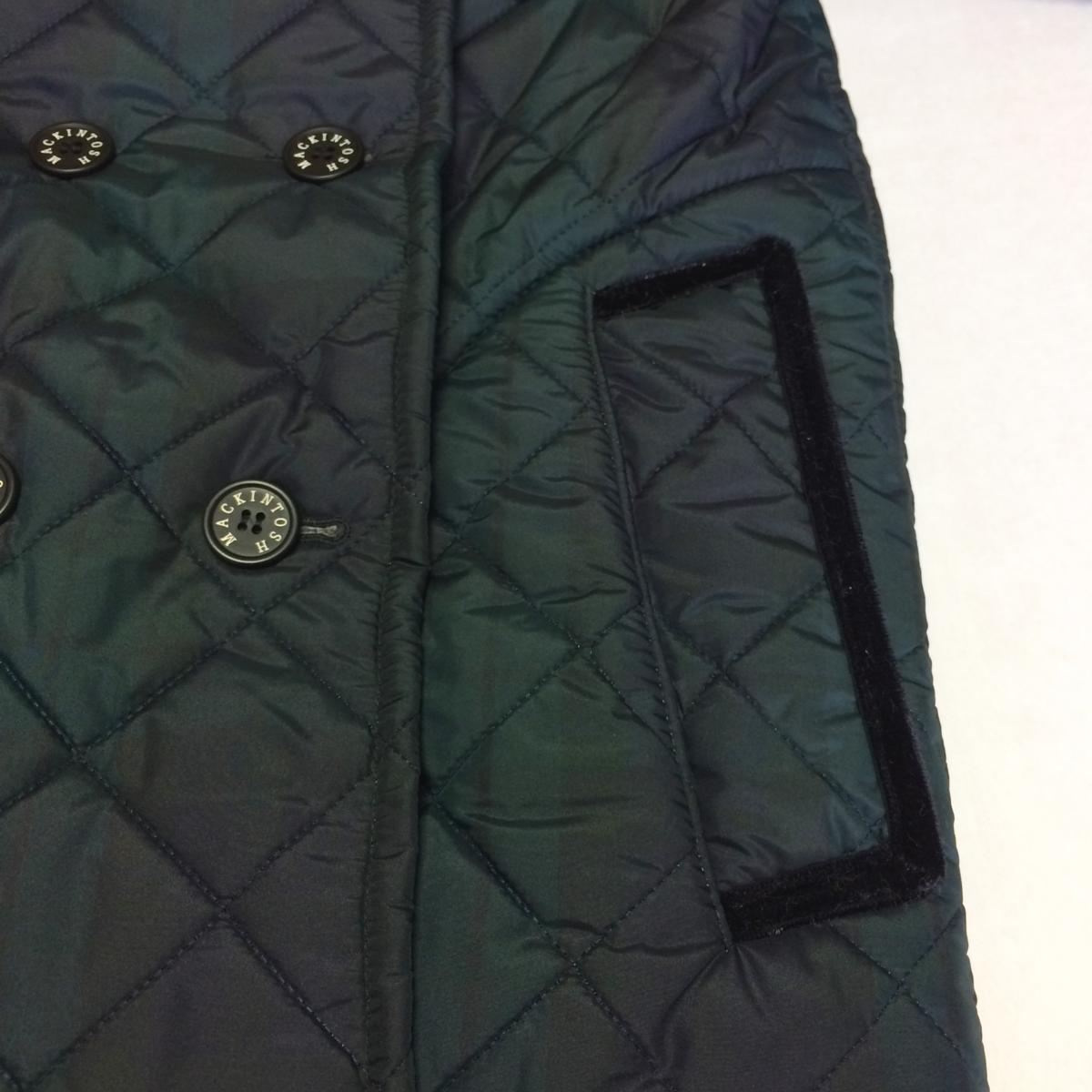 [ new goods ] Macintosh (MACKINTOSH) reverse side boa quilting coat 32 green navy blue check / 01826