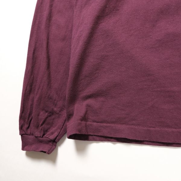 90's USA製 ベーシックエディション クルーネック ロングスリーブ Tシャツ 長袖 (M) 紫系 無地 ロンＴ 90年代 アメリカ製 旧タグ オールド_画像6