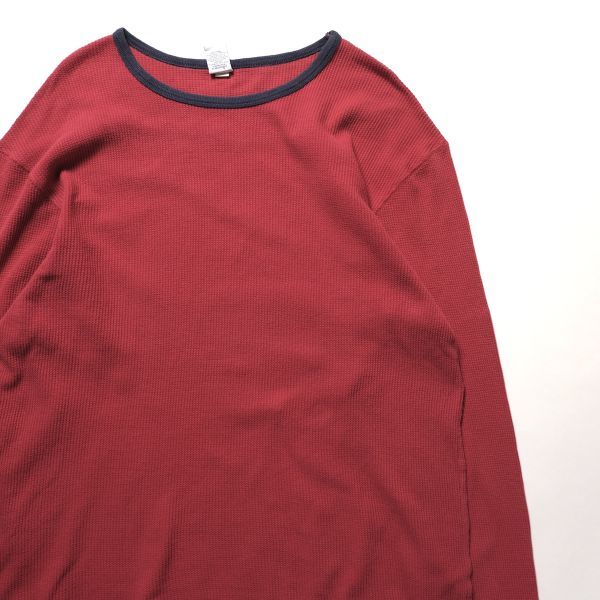 00's ギャップ GAP 2トーン コットン サーマル Tシャツ 長袖 (L) 赤×紺 無地 ロンT ロングスリーブ 00年代 旧タグ オールド 2000年製