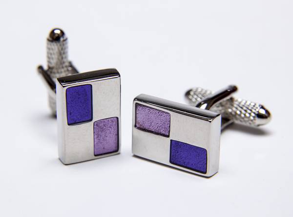 ★カフスボタン ONYX-ART LONDON ck83 BLUE MAUVE RECTANGULAR CUFFS PERPLE 紫すみれ色が綺麗なカフス釦♬～_画像1