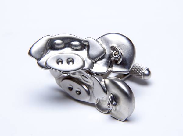 ★カフスボタン ONYX-ART LONDON ck174 PIGGY WITH CURLY TAIL CUFFLINKS 絶対可愛いブタちゃんのカフス釦・・(^^♪～_画像1