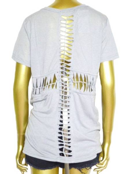 新品 タグ付き 背中編み込みTシャツ 背中空きTシャツ AC2102 トップス Tシャツ フリーサイズ グレー_画像2