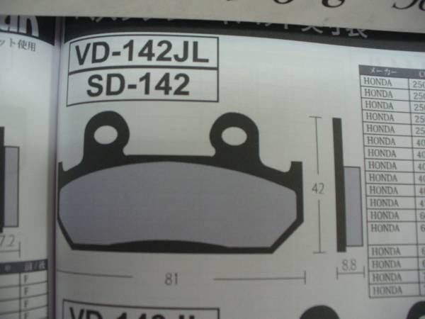 ２キャリパー分★国産ベスラーブレーキパッドVD-142★CBR250R・VFR400R・NSR250R・VT250F・XRV750A・送料200円_別途取り付けも承ります