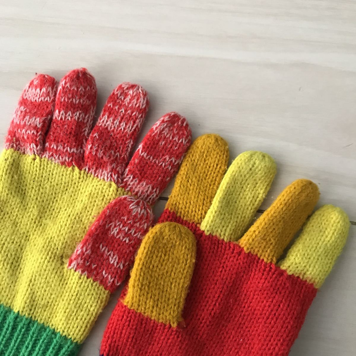 USED*JAM Kids for colorful knitted gloves jam *gla gram - muchacha for children ....* retro old clothes snow play snow going to school commuting to kindergarten 