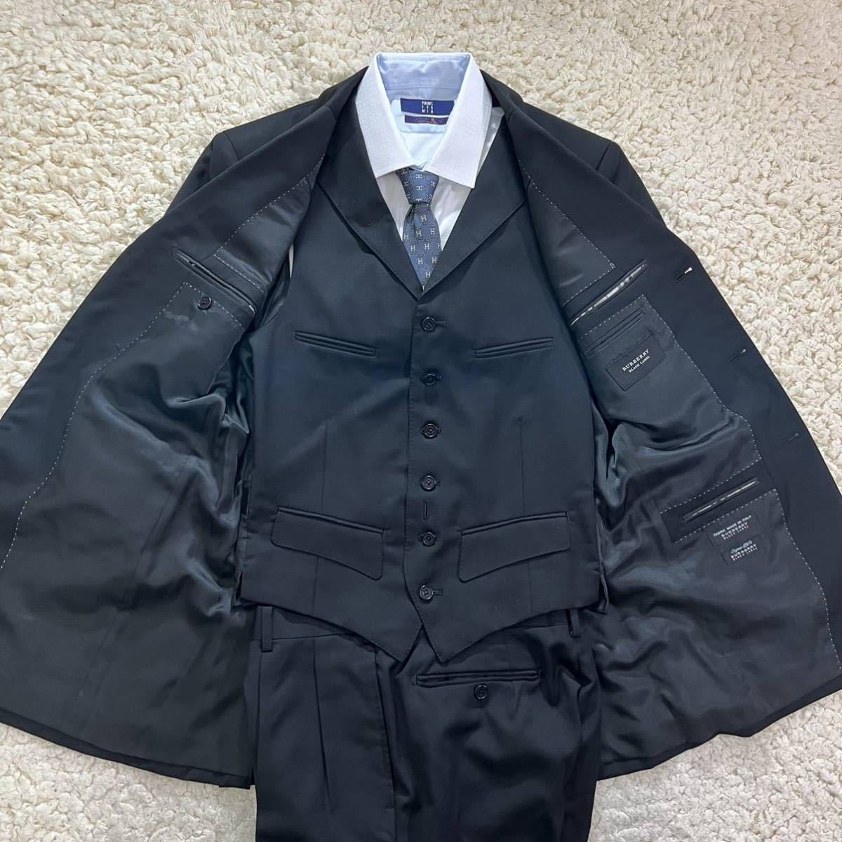 美品】BURBERRY BLACK LABEL高級スーツ3ピースセットアップ bckediri