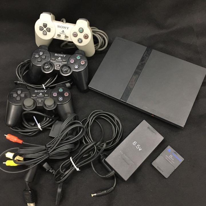 SONY PlayStation ソニー プレイステーション2 本体 SCPH-70000 ブラック AVケーブル 電源コード 8MBメモリーカード コントローラー×3