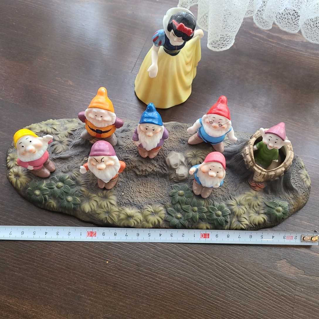 陶器 陶器人形 ディズニー 白雪姫 7人の小人 台座付き 白雪姫に一部