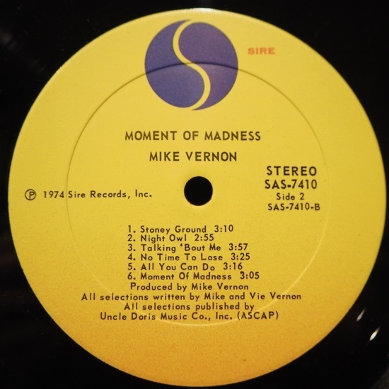 ■SIREレコ!見開き!★MIKE VERNON/MOMENT OF MADNESS★送料無料(条件有り)３千枚＋出品中!★オリジ名盤■_画像3