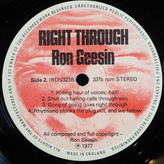 ■英国盤! PROG PSYCH!★RON GEESIN/RIGHT THROUGH★送料無料(条件有り)多数出品中!★オリジ名盤■_画像3