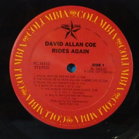 ■LONESTAR マンドリン!★DAVID ALLAN COE/RIDES AGAIN★送料無料(条件有り)多数出品中!★オリジナル名盤■_画像3