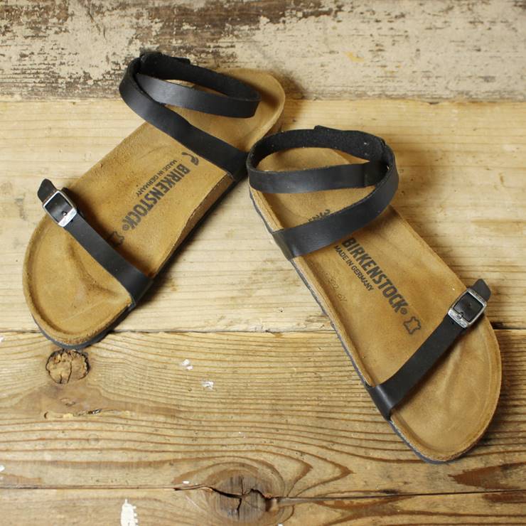 BIRKENSTOCK Birkenstock sandals 24cm narrow Germany made black old clothes 070220ss94