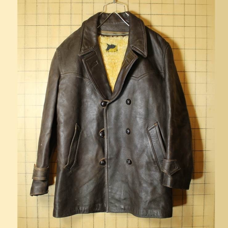 良好品】 カナディアン レザー 60s 50s コート ヴィンテージ ダーク