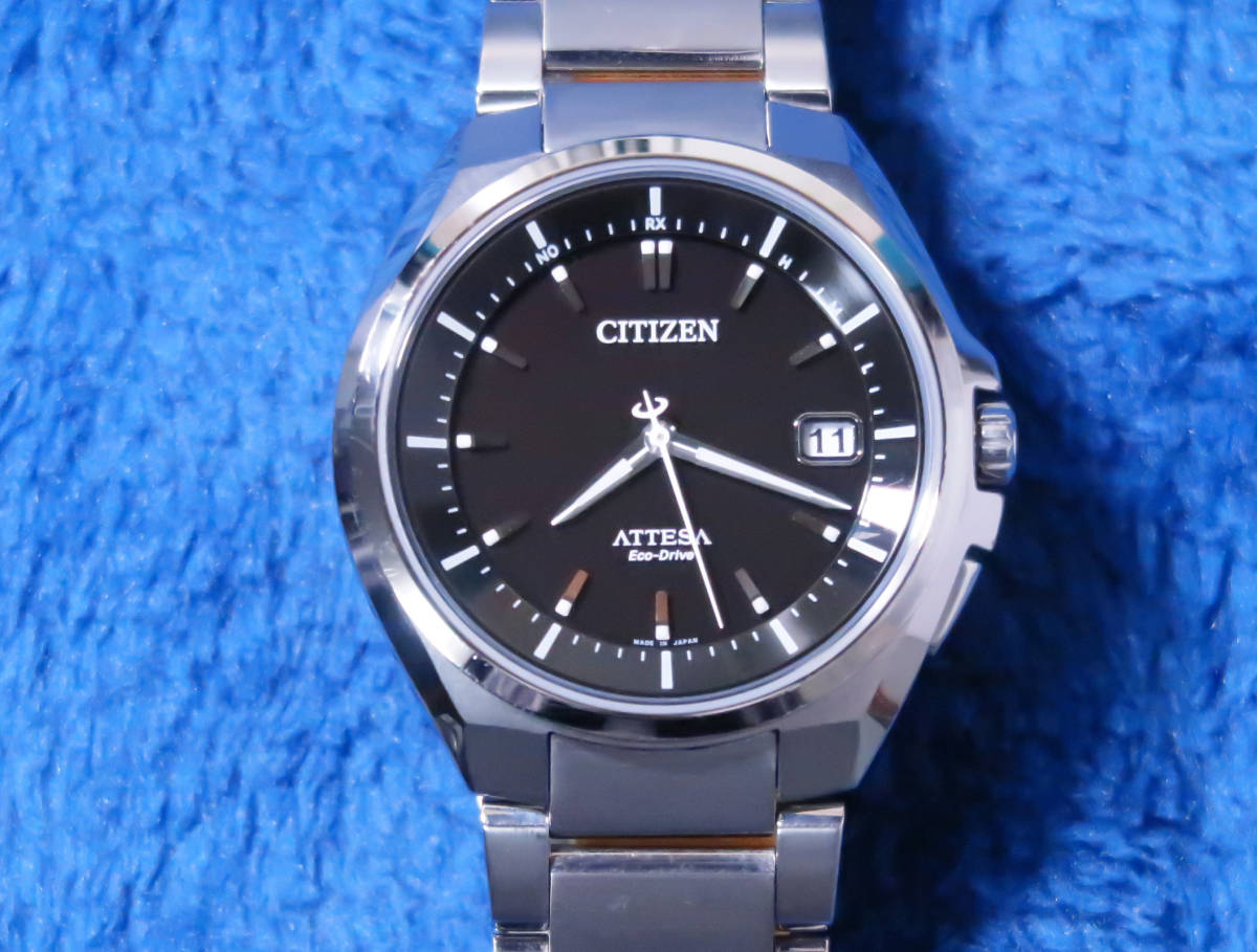 美品 シチズン アテッサ ATD53-3052 電波ソーラー メンズ腕時計 完全