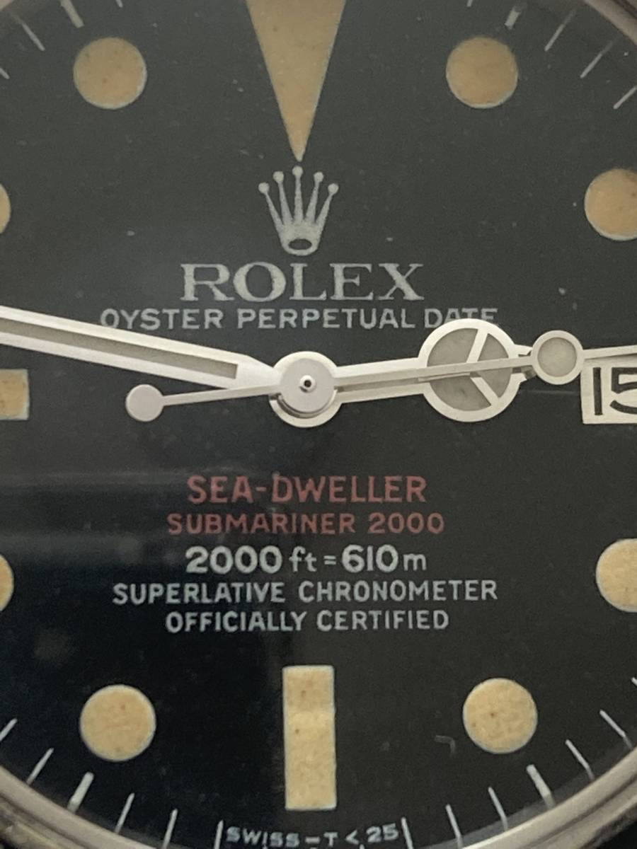 『赤シード OH済』ROLEX SEA-DWELLER シードゥエラー OYSTER PERPETUAL DATE 1665 自動巻 黒文字盤 メンズ 腕時計 サービス保証書付_画像1