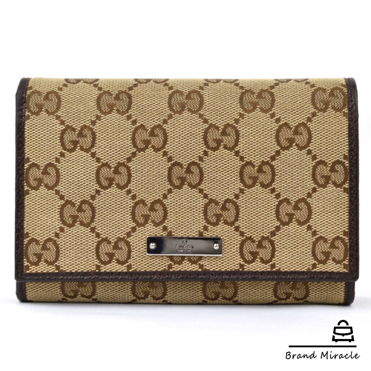 美品】GUCCI グッチ GG柄 二つ折り財布 レディース ブラウン GG