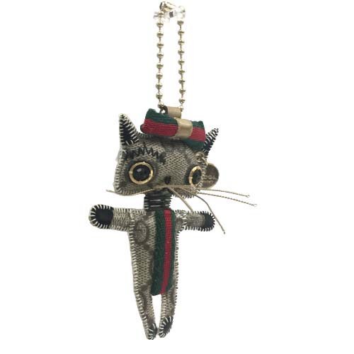 22-844 【美品】グッチ グッチョリ キーホルダー キャット 猫 GG柄 クリスティーナ シェリーライン チャーム アクセサリー 小物 レディース_画像1