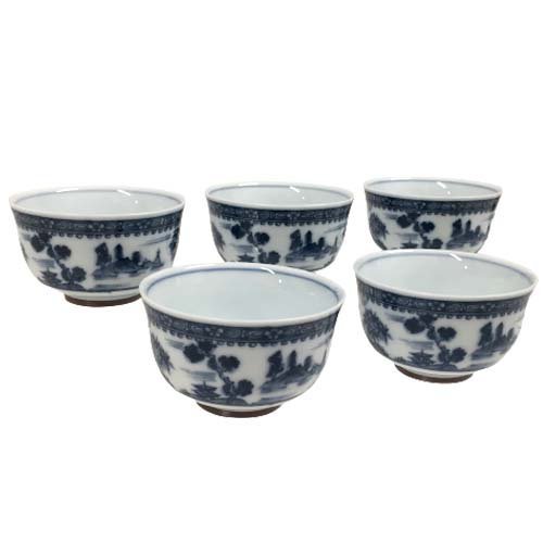 南店22 466 幸山窯 五客揃 和食器 染付山水 湯呑 白 磁器 茶器 陶器 青 食器 ディズニープリンセスのベビーグッズも大集合 湯呑 南店22 466 幸山窯 五客揃 和食器 染付山水 湯呑 白 磁器 茶器 陶器 青 食器 ディズニープリンセスのベビーグッズも大集合 湯呑