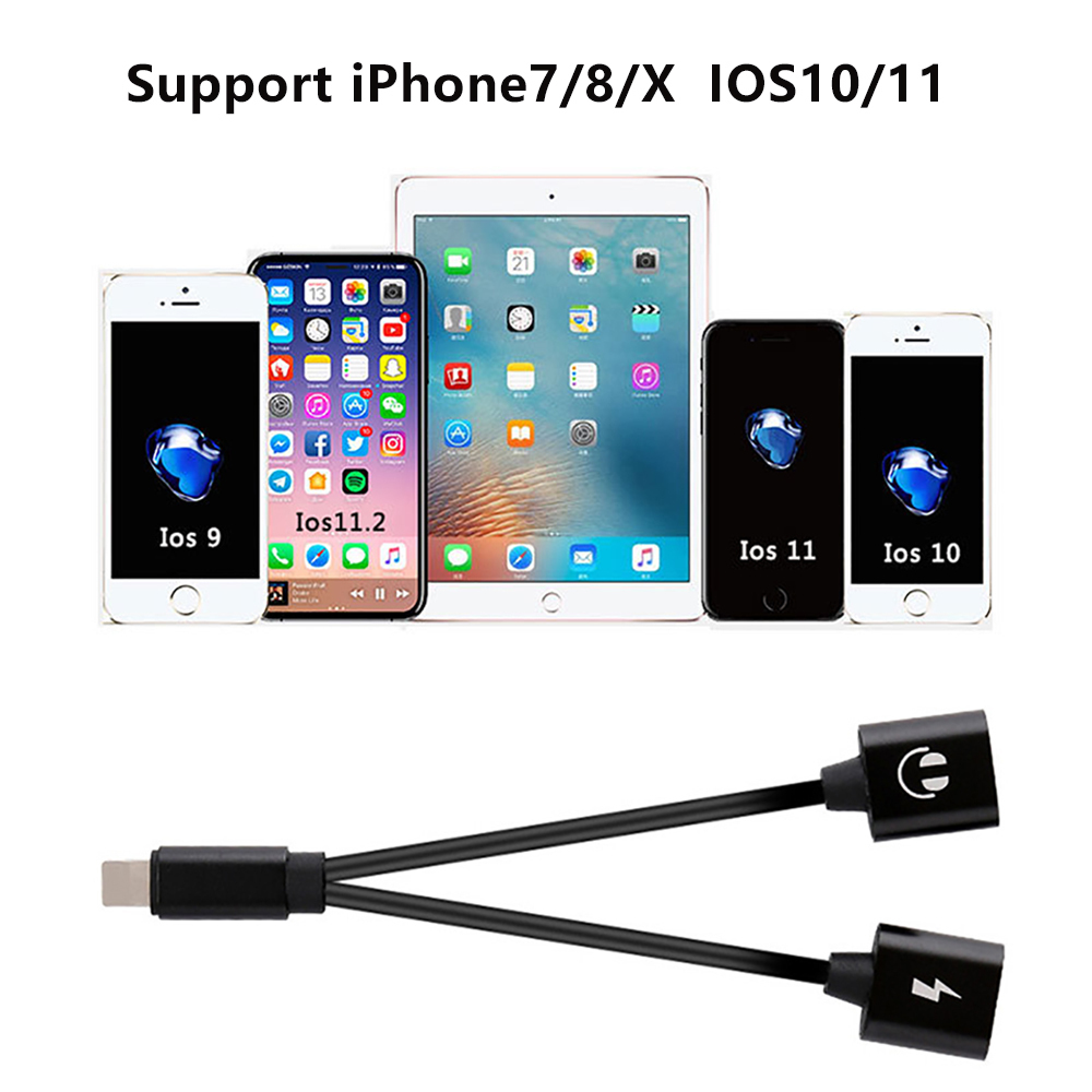【ケーブルブラックのピンク】【大人気品】 iOS12対応 iPhone 2in1 充電 ＆イヤホン マイク オーディオ_画像5