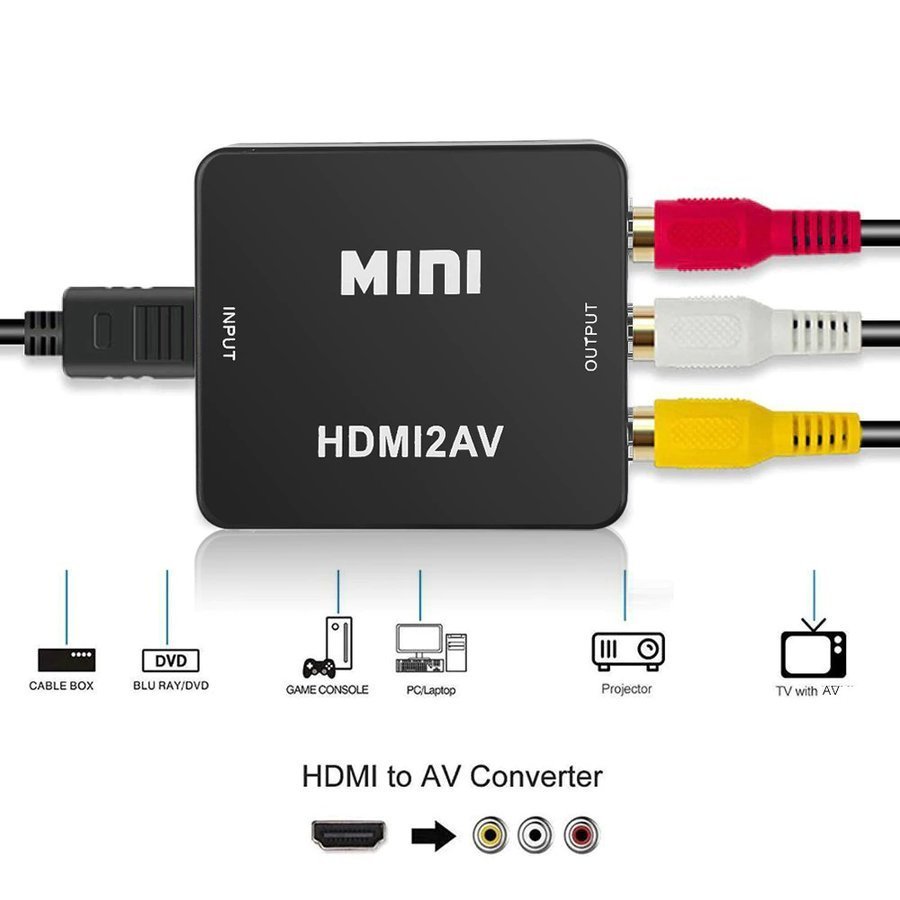 【ブラック】【万能コンバータ】 HDMI【PC/DVD】から AV【TV/モニター】へ出力する為の変換コンバータ コネクタ 【HDMI2AV】_画像1