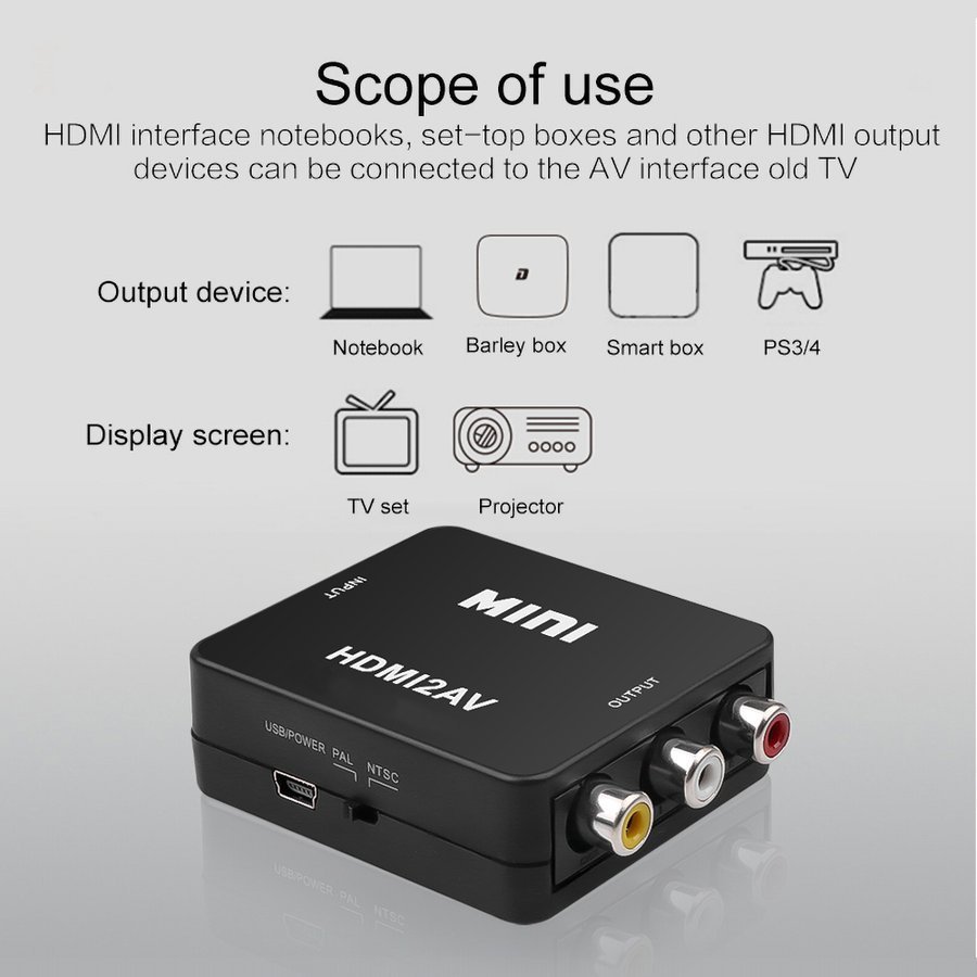 【ブラック】【万能コンバータ】 HDMI【PC/DVD】から AV【TV/モニター】へ出力する為の変換コンバータ コネクタ 【HDMI2AV】_画像4