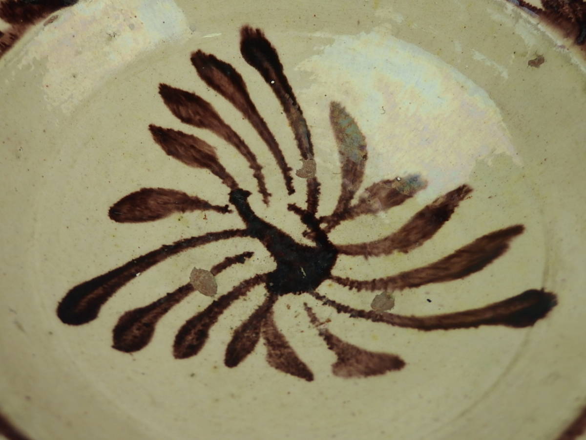 [ антиквариат * чайная посуда ]* старый исламская керамика старый плата peru автомобиль ** цветок документ чашка серебряный .di008sl. luster .