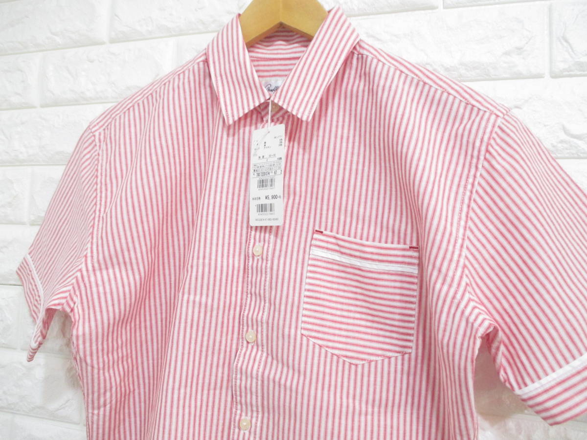 [ unused!] Arnold Palmer / regular price 5900 jpy * short sleeves stripe shirt / cotton × flax / Rena un*2